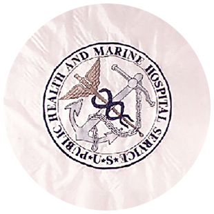 Stitched logo of the U.S. Public Health and Marine Hospital Service.